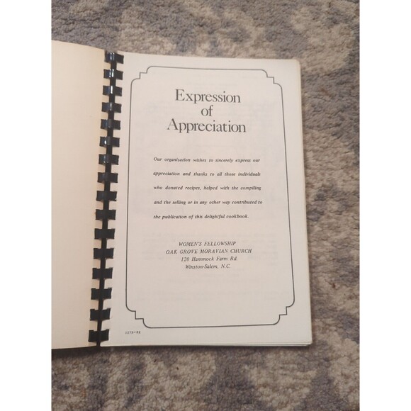 Oak Grove Moravian Church Cookbook Spiral Vintage 1982 Winston-Salem, NC - Picture 3 of 13